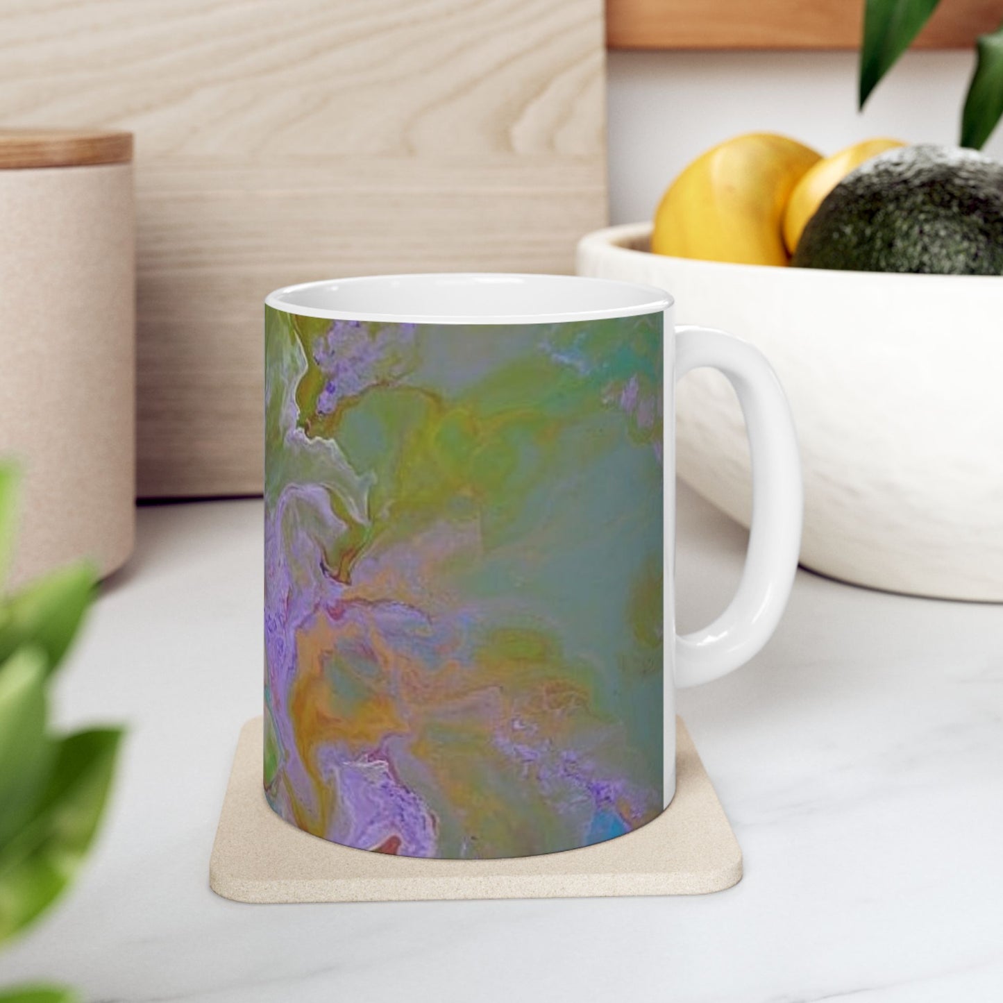 Acrylic pour design - Colorful Abstract Ceramic Mug - 11oz, Perfect for Hot Chocolate & Coffee Lovers