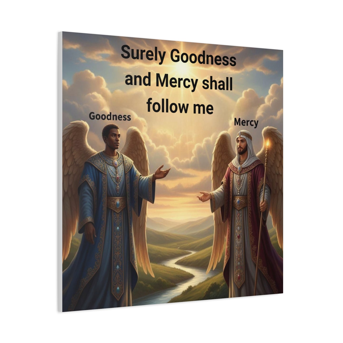 Godly Angels Blessing Canvas Print — Motivational Spiritual Wall Art, Religious Home Decor Gift