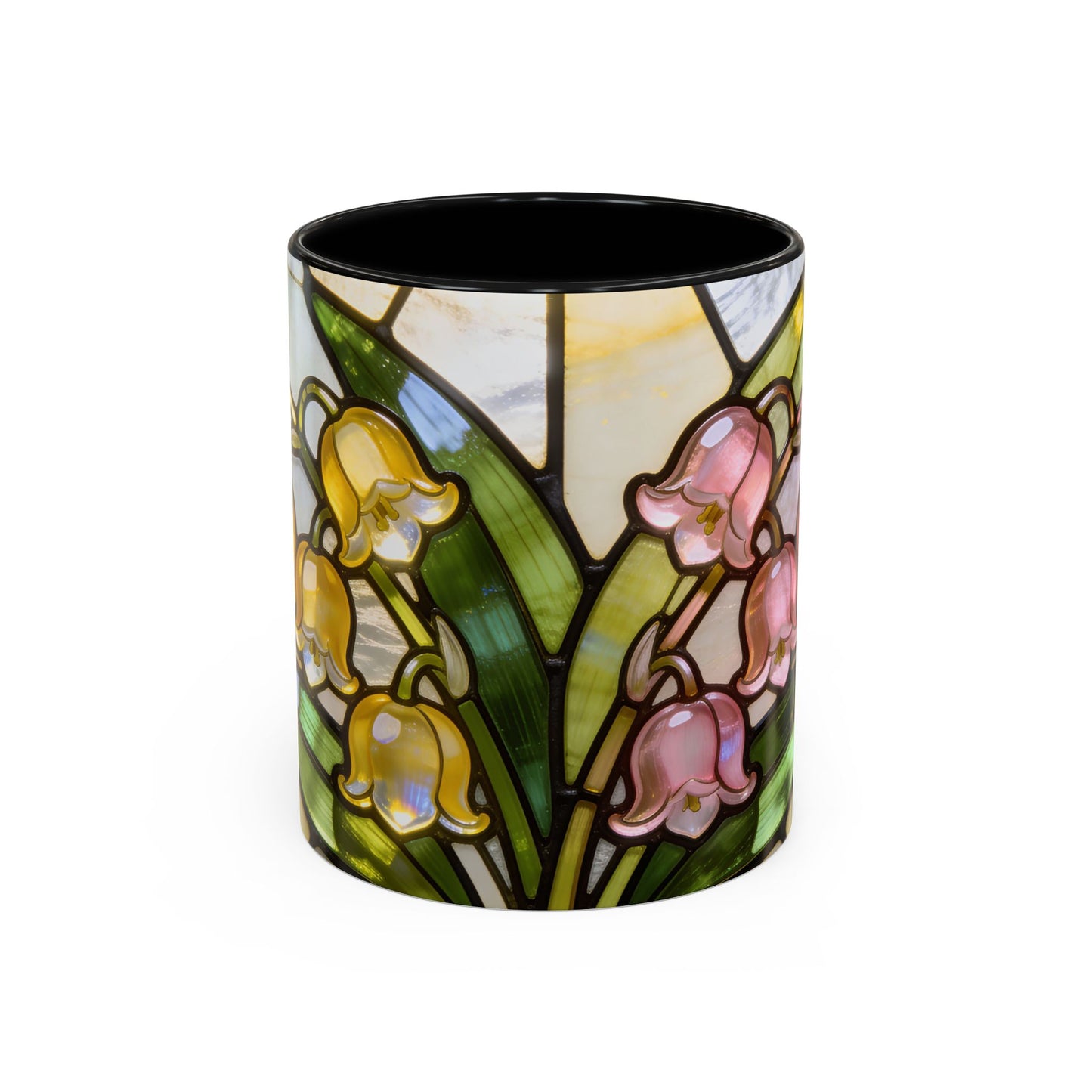 Stained Glass Lily of the Valley Accent Coffee Mug — Floral 11/15oz Gift