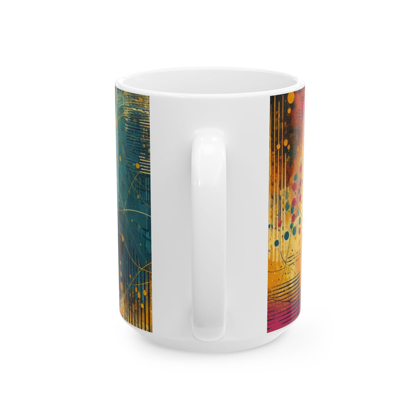 Vibrant Abstract Ceramic Mug - 11oz & 15oz, Perfect for Coffee Lovers