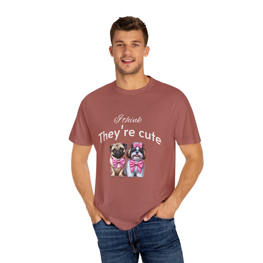 I think they're cute - an adorable pug and a  cute shih tzu toy dog -  Unisex T-Shirt -  Nature Art Tee