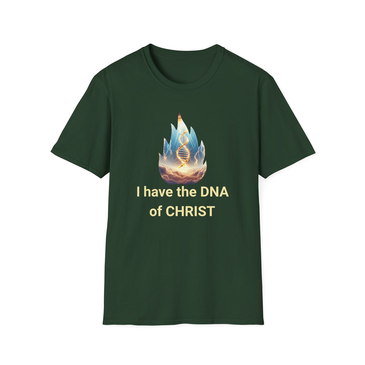 Christian Flame DNA T-Shirt — Faith & Science Inspired Graphic Tee, Unique Christian Gift