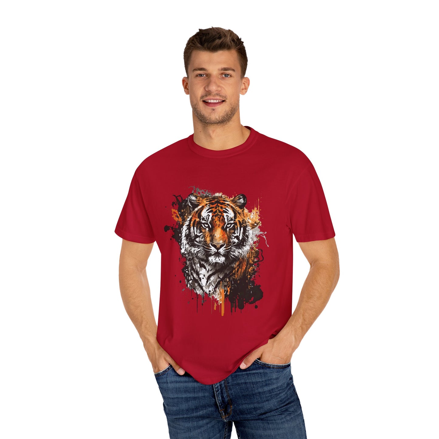 An abstract depiction of a tiger with vibrant colours Unisex T-Shirt
