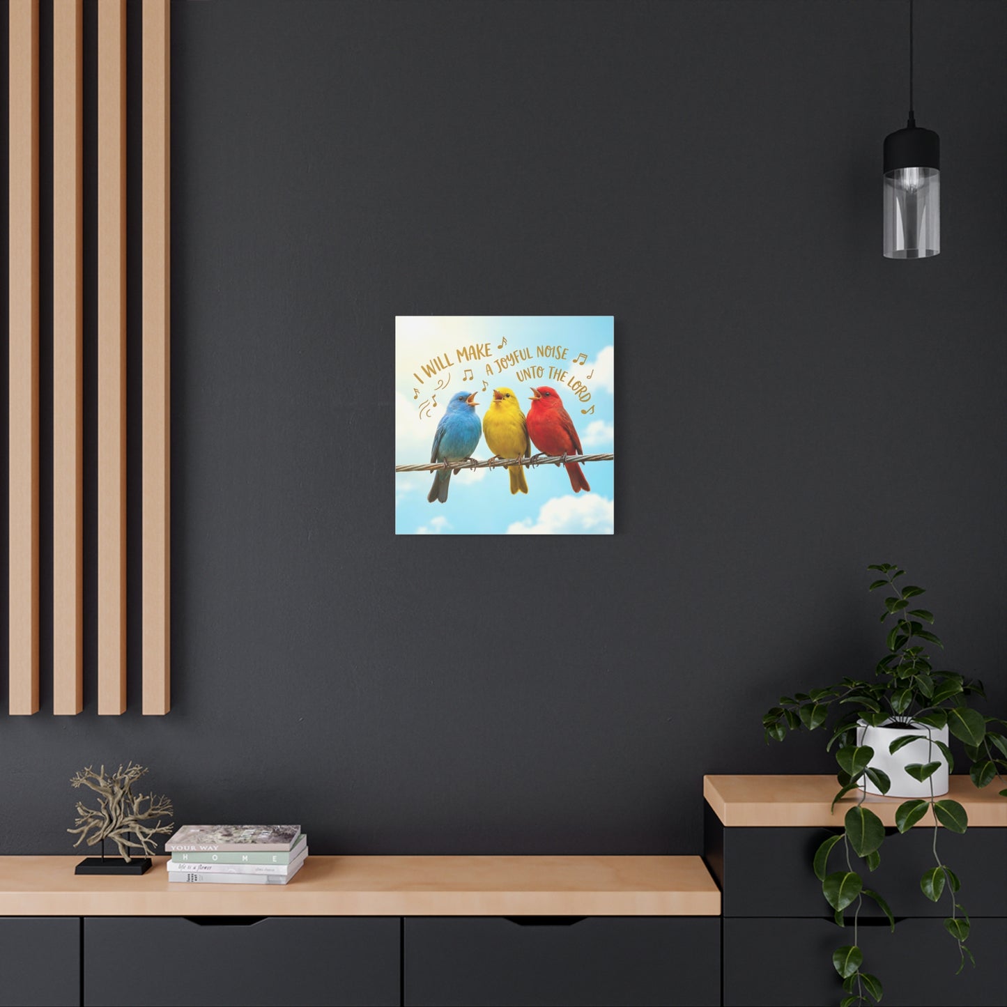 Joyful Birds Canvas Wall Art — "I Will Make A Joyful Noise unto the Lord" Motivational Wall Art
