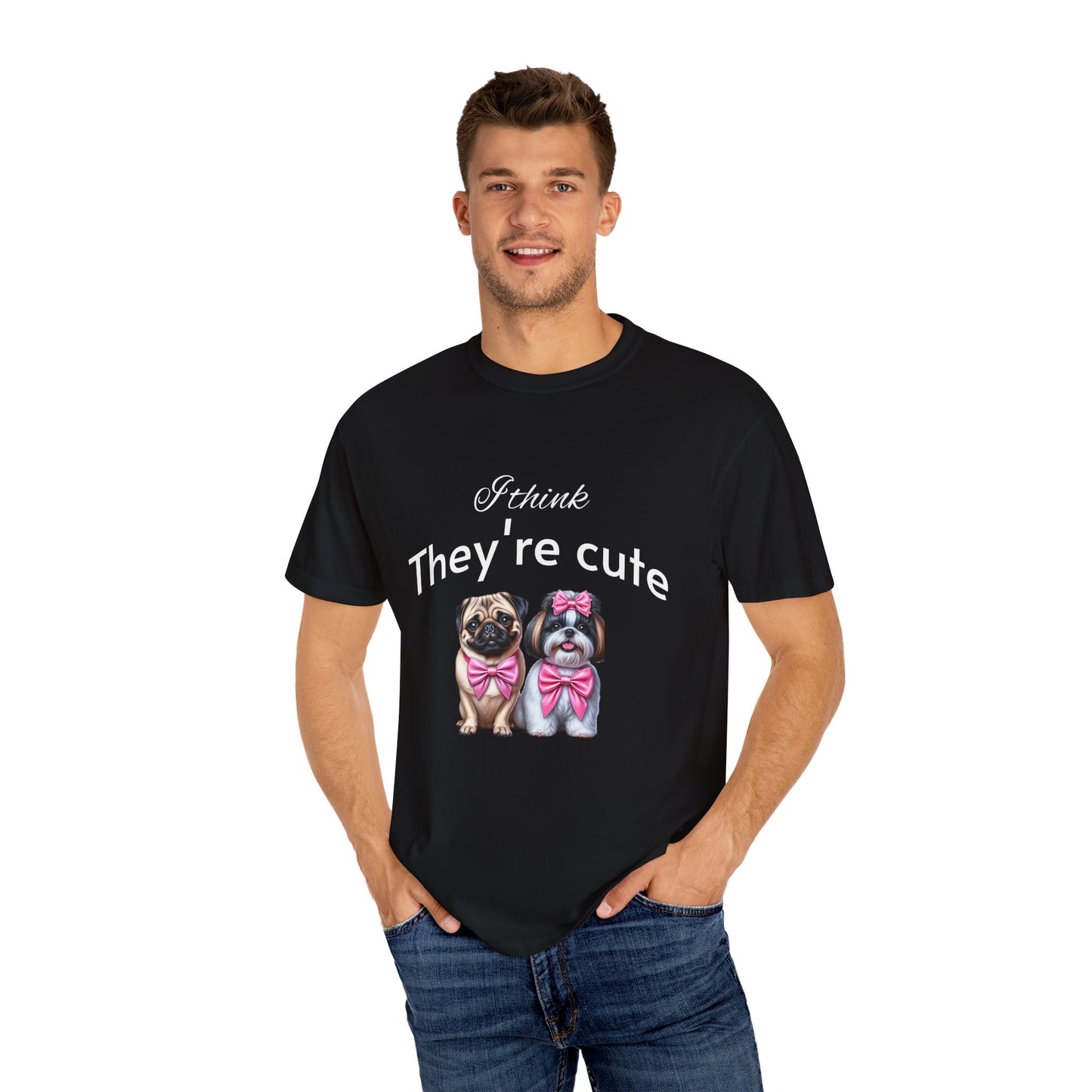 I think they're cute - an adorable pug and a  cute shih tzu toy dog -  Unisex T-Shirt -  Nature Art Tee