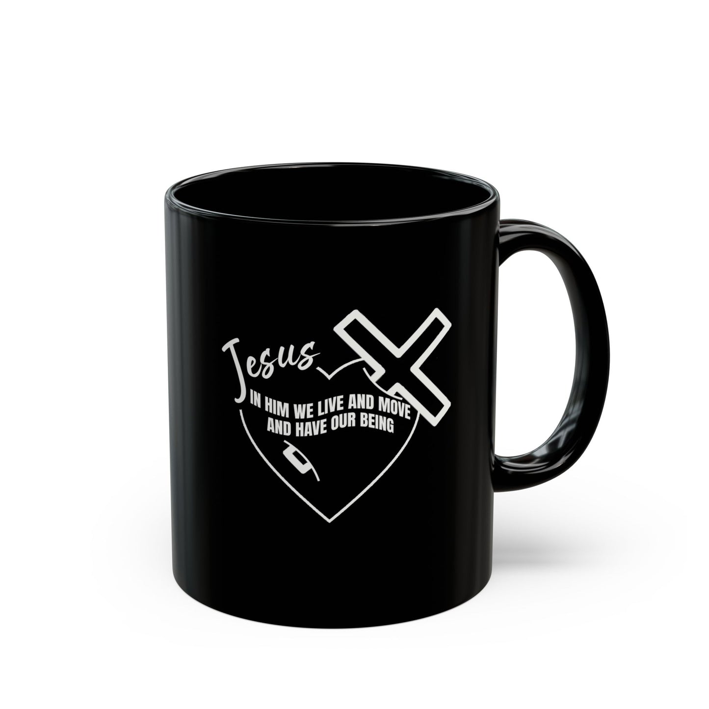 Inspirational Black Christian Mug - 11oz - Jesus Design for Faith and Motivation