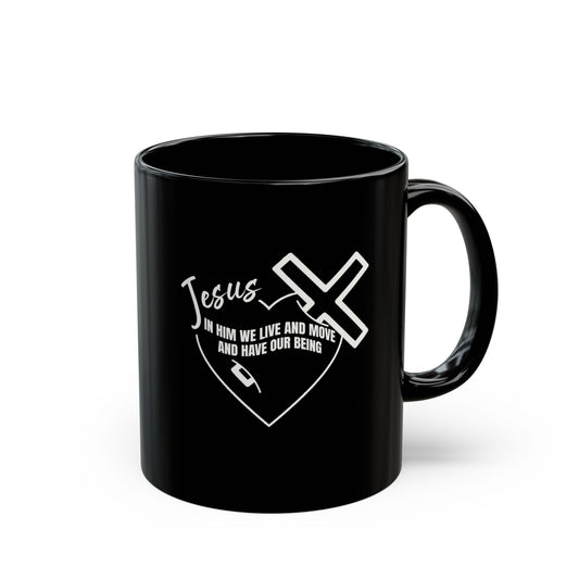 Inspirational Black Christian Mug - 11oz - Jesus Design for Faith and Motivation