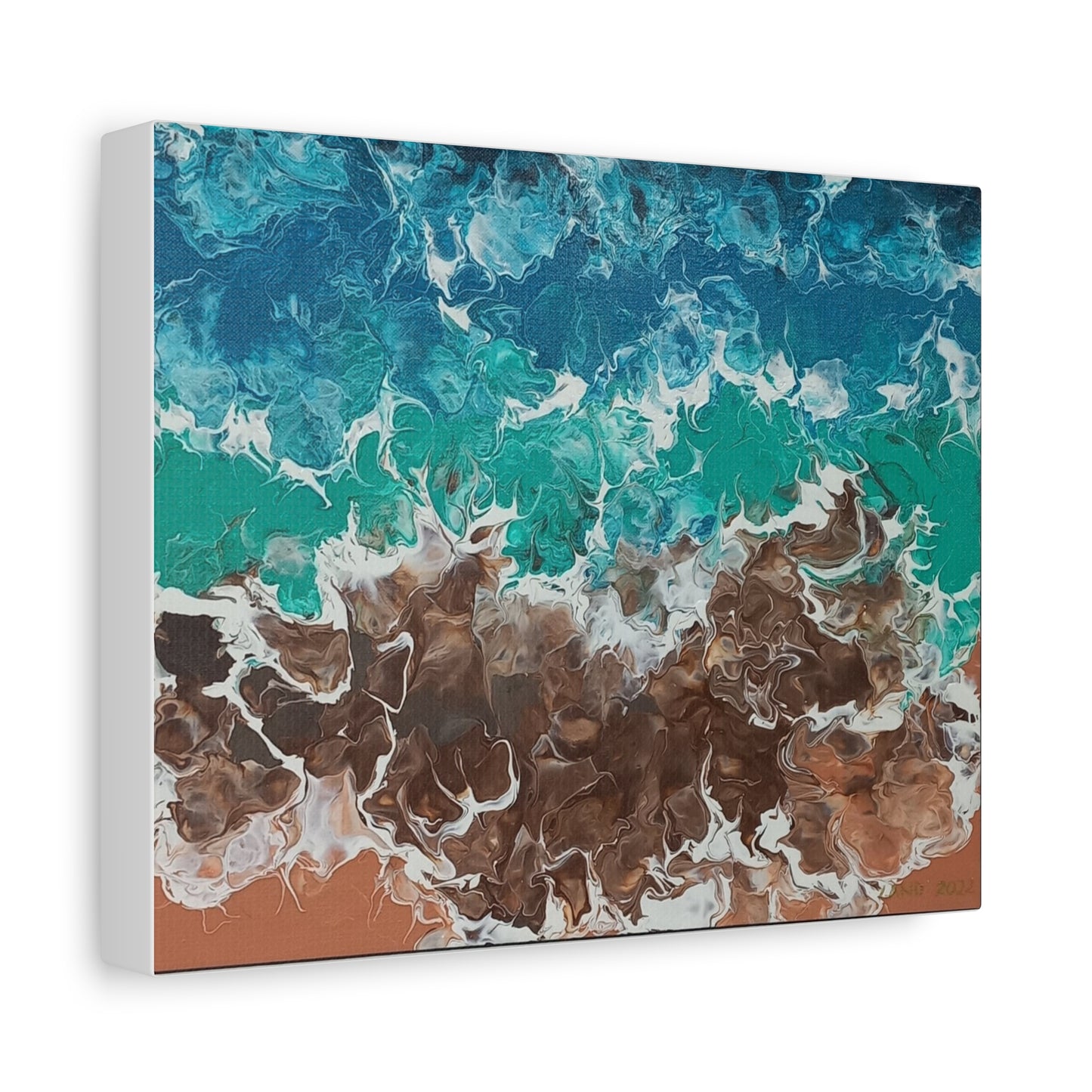 Abstract Ocean Waves Canvas Art - Stretched Matte Print