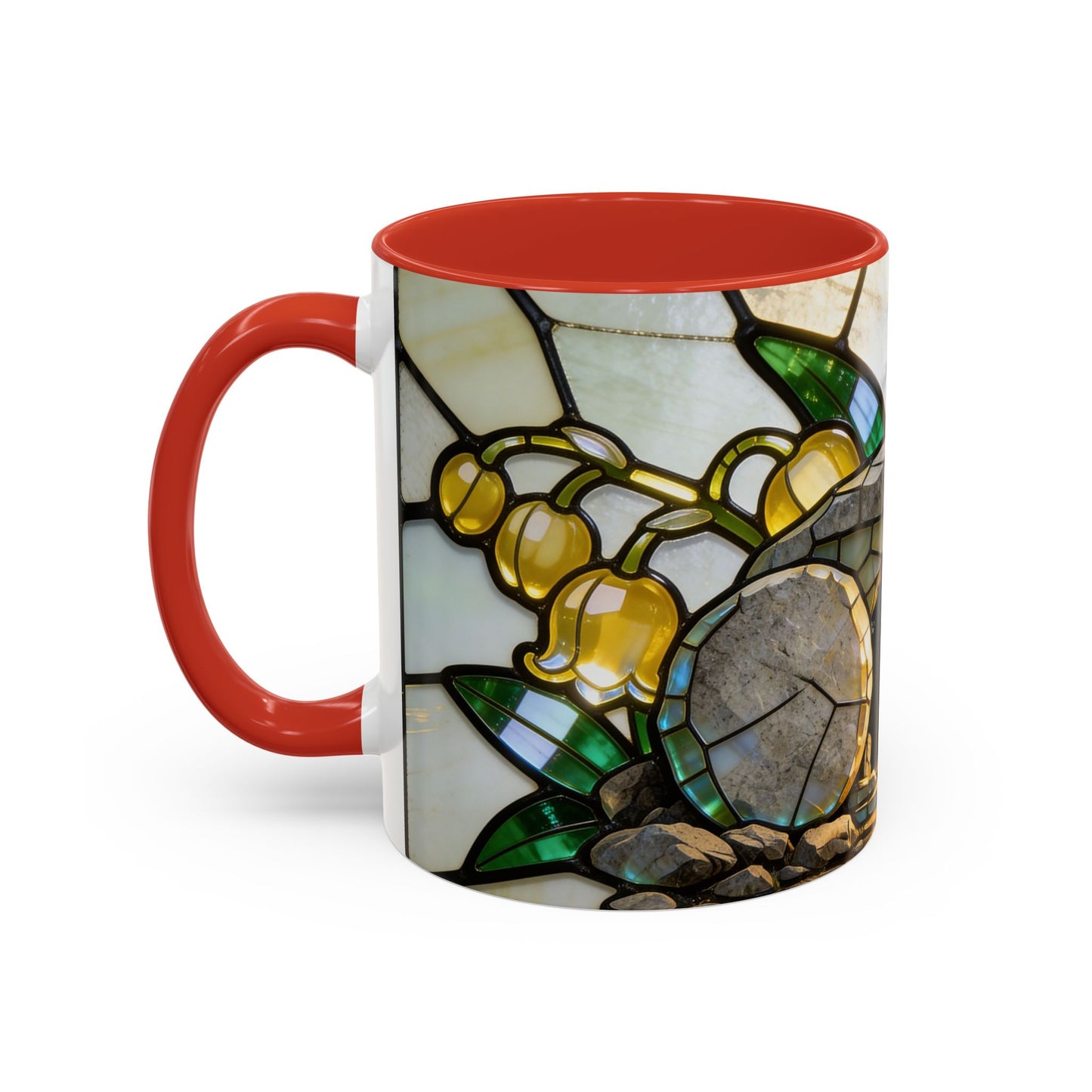Stained Glass Garden Accent Mug – Floral Lily of the Valley Sunrise 11/15oz