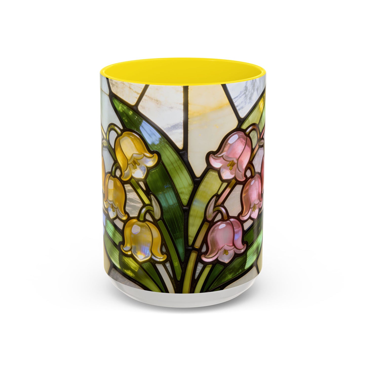 Stained Glass Lily of the Valley Accent Coffee Mug — Floral 11/15oz Gift