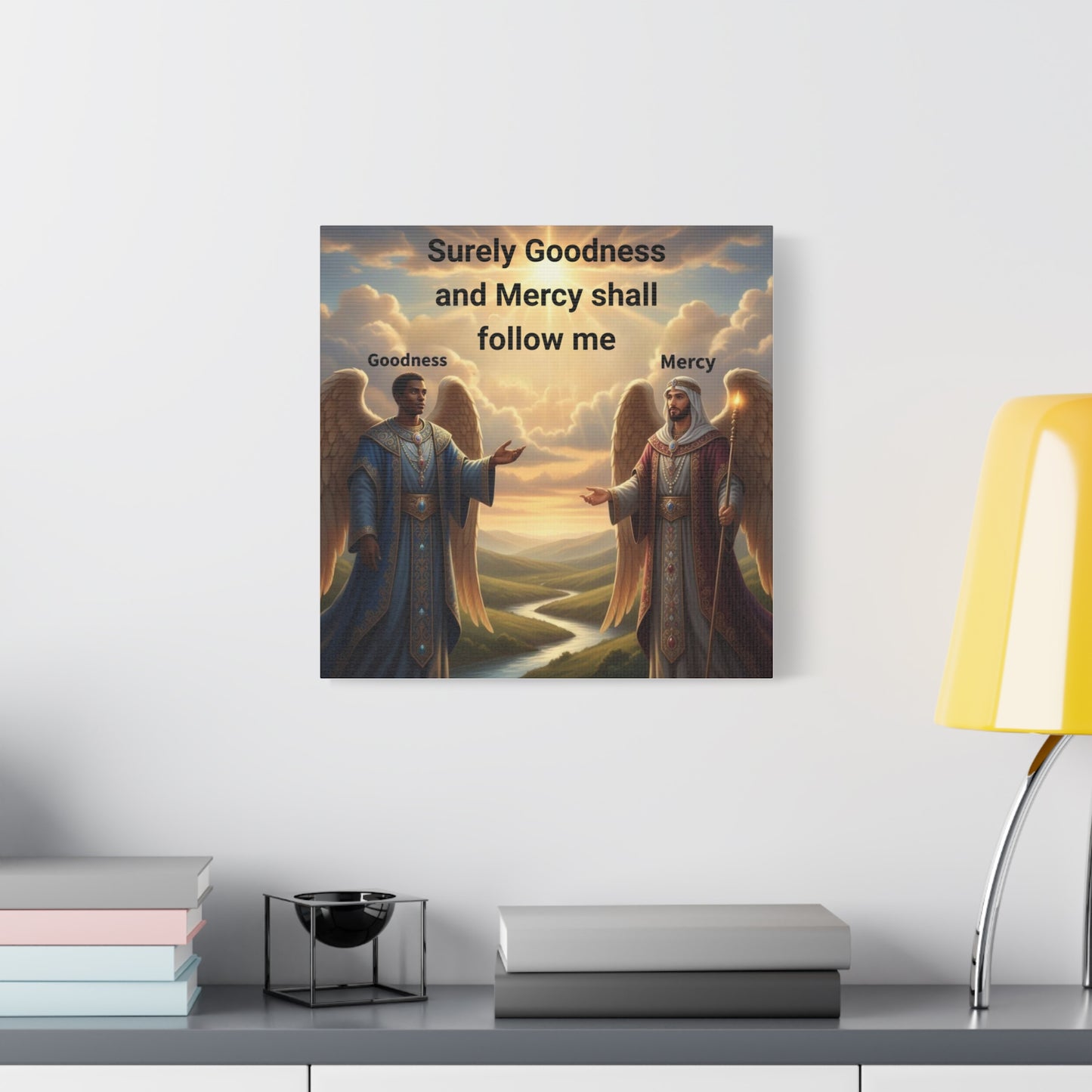 Godly Angels Blessing Canvas Print — Motivational Spiritual Wall Art, Religious Home Decor Gift