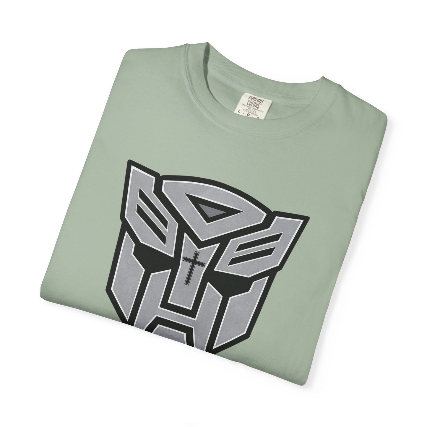 Transformed Graphic Tee — "Transformed" Romans 12:2 Christian Transformer Logo T-Shirt