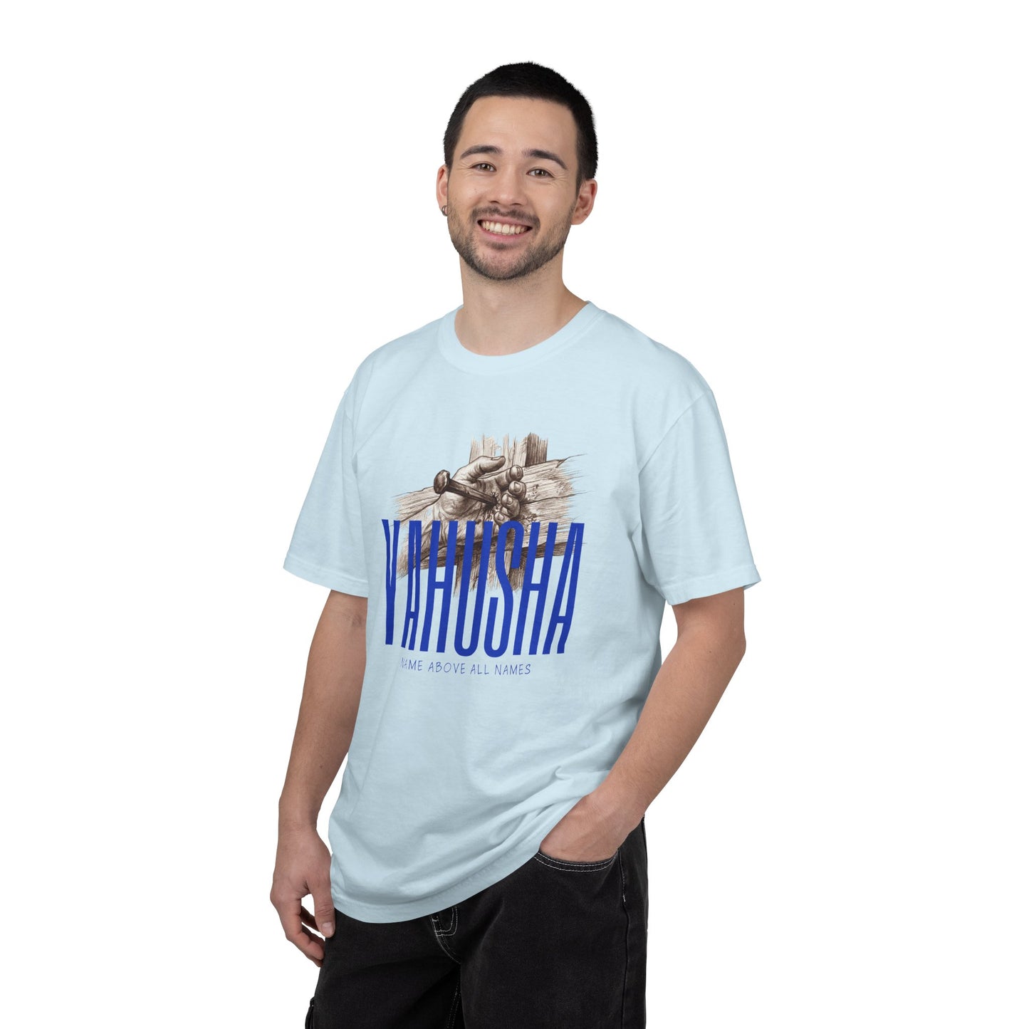 Yahusha Faith T-Shirt — Vintage Prayer Hands Graphic