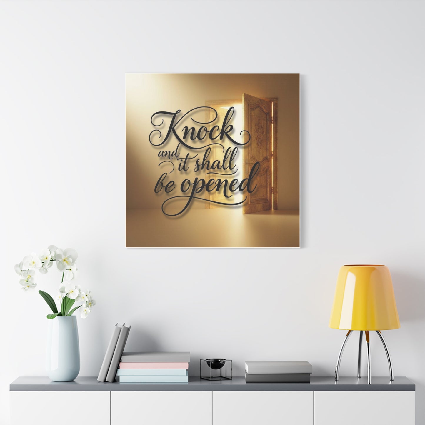 'Knock and It Shall Be Opened' Canvas Wall Art — Christian Scripture Decor, New Home Gift