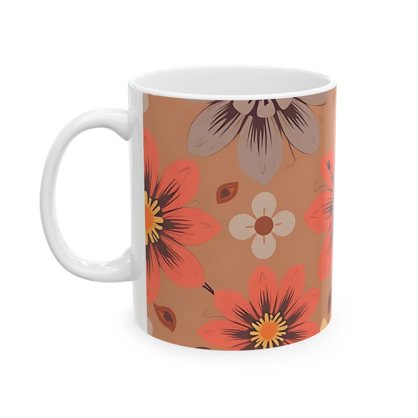 Autumn Blossom Ceramic Mug — Vintage Floral Coffee Cup (11oz/15oz)