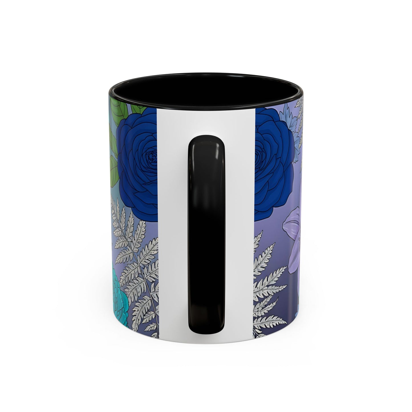 Floral Hydrangea Accent Coffee Mug — Teal & Lavender Botanical Drinkware