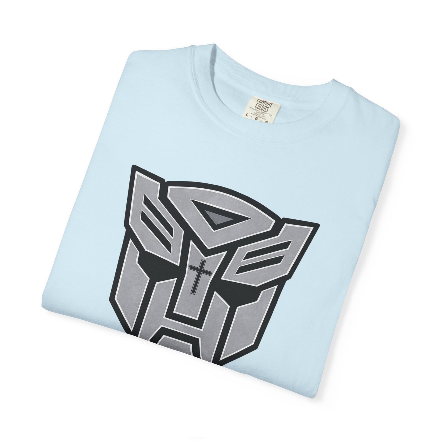 Transformed Graphic Tee — "Transformed" Romans 12:2 Christian Transformer Logo T-Shirt