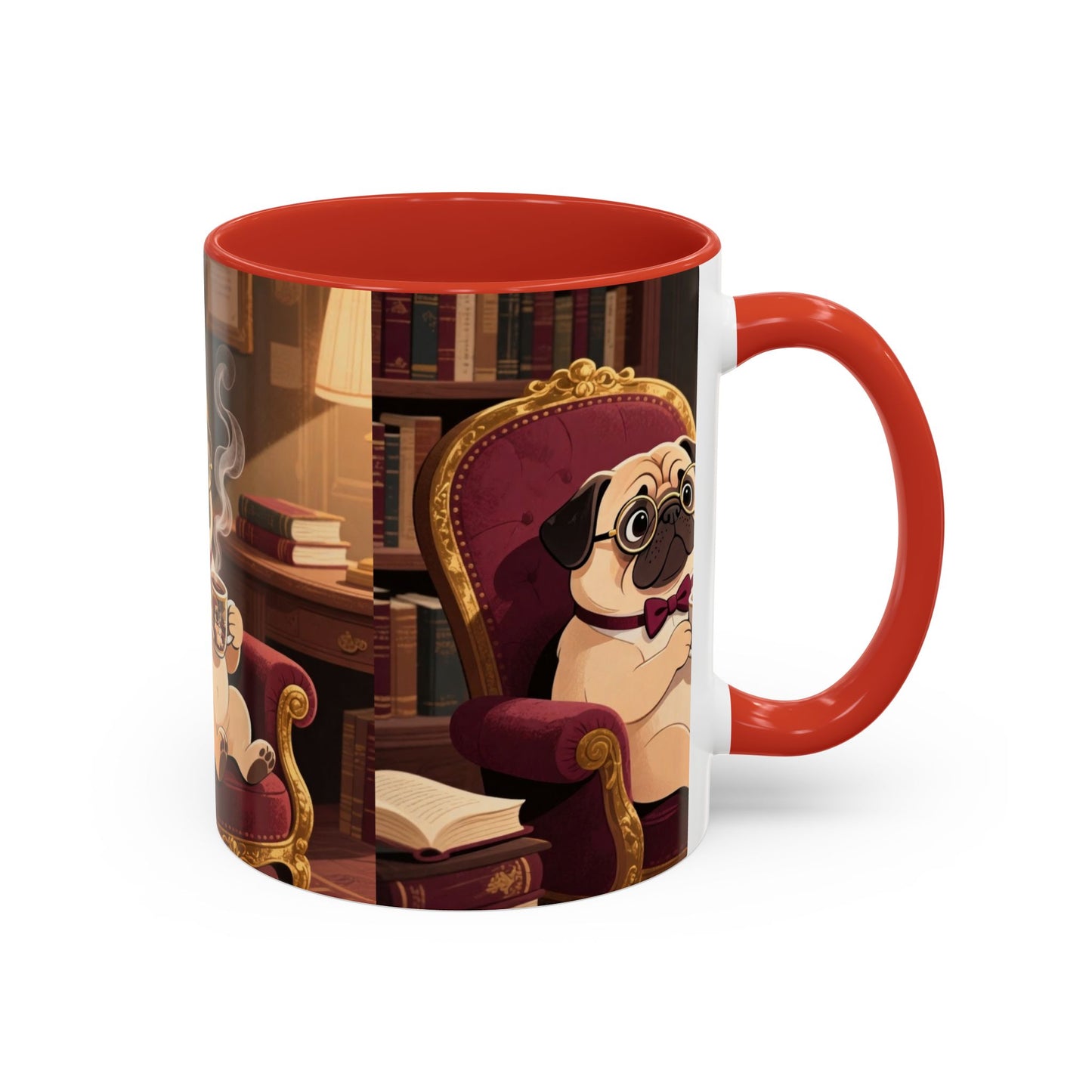 Pug in Armchair Coffee Mug — Cozy Literary Tea & Coffee Cup (11/15oz)