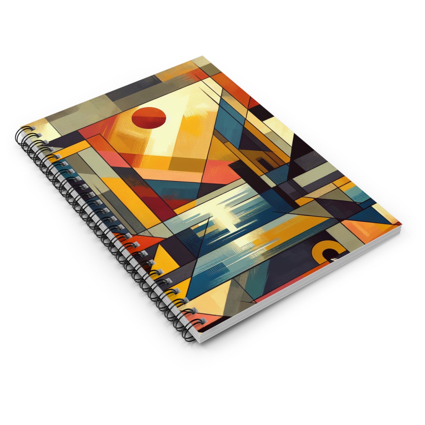 Artistic Ruled Spiral Notebook - Geometric Landscape Design