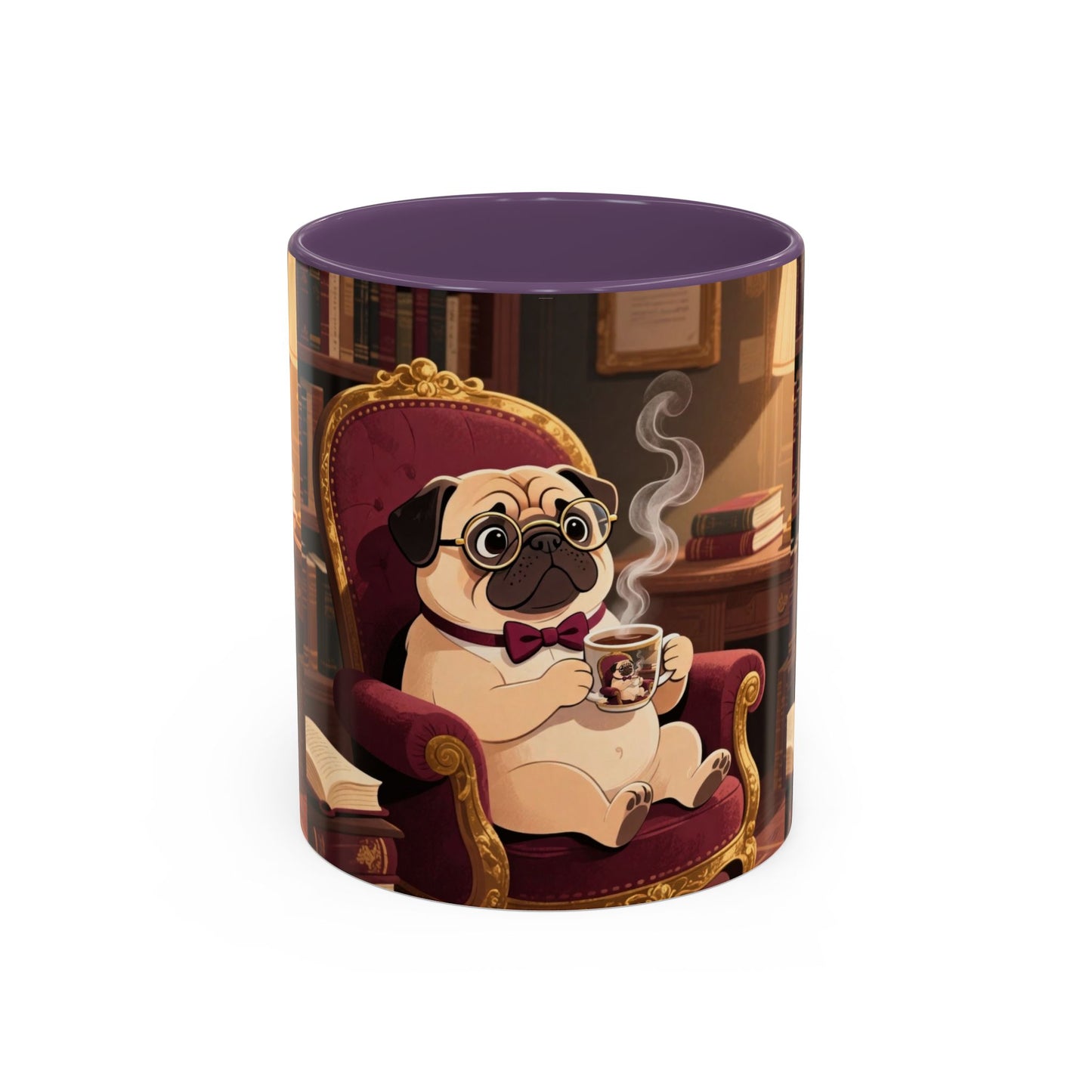 Pug in Armchair Coffee Mug — Cozy Literary Tea & Coffee Cup (11/15oz)