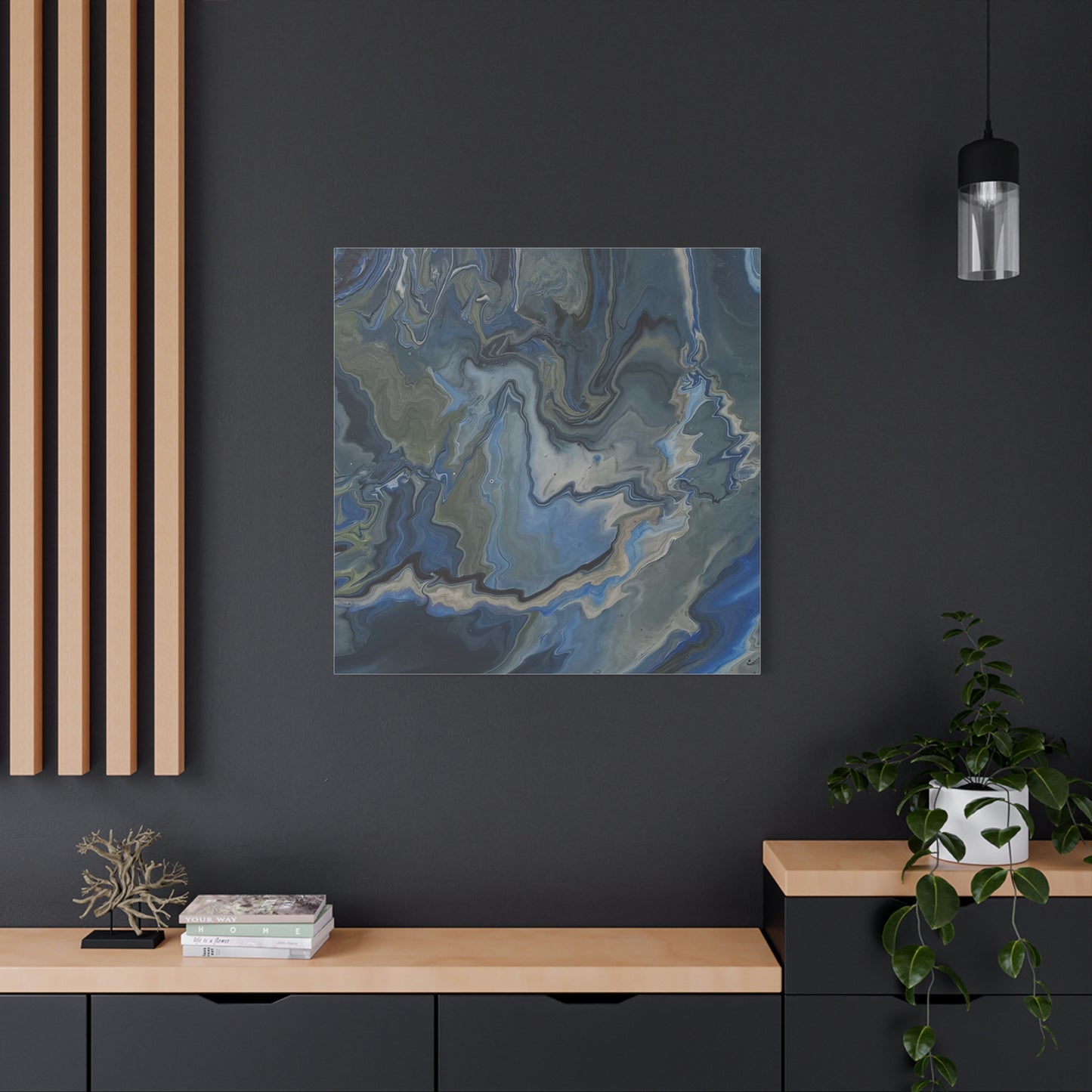 Blue Marble Abstract Matte Canvas Wall Art — Stretched 1.25"