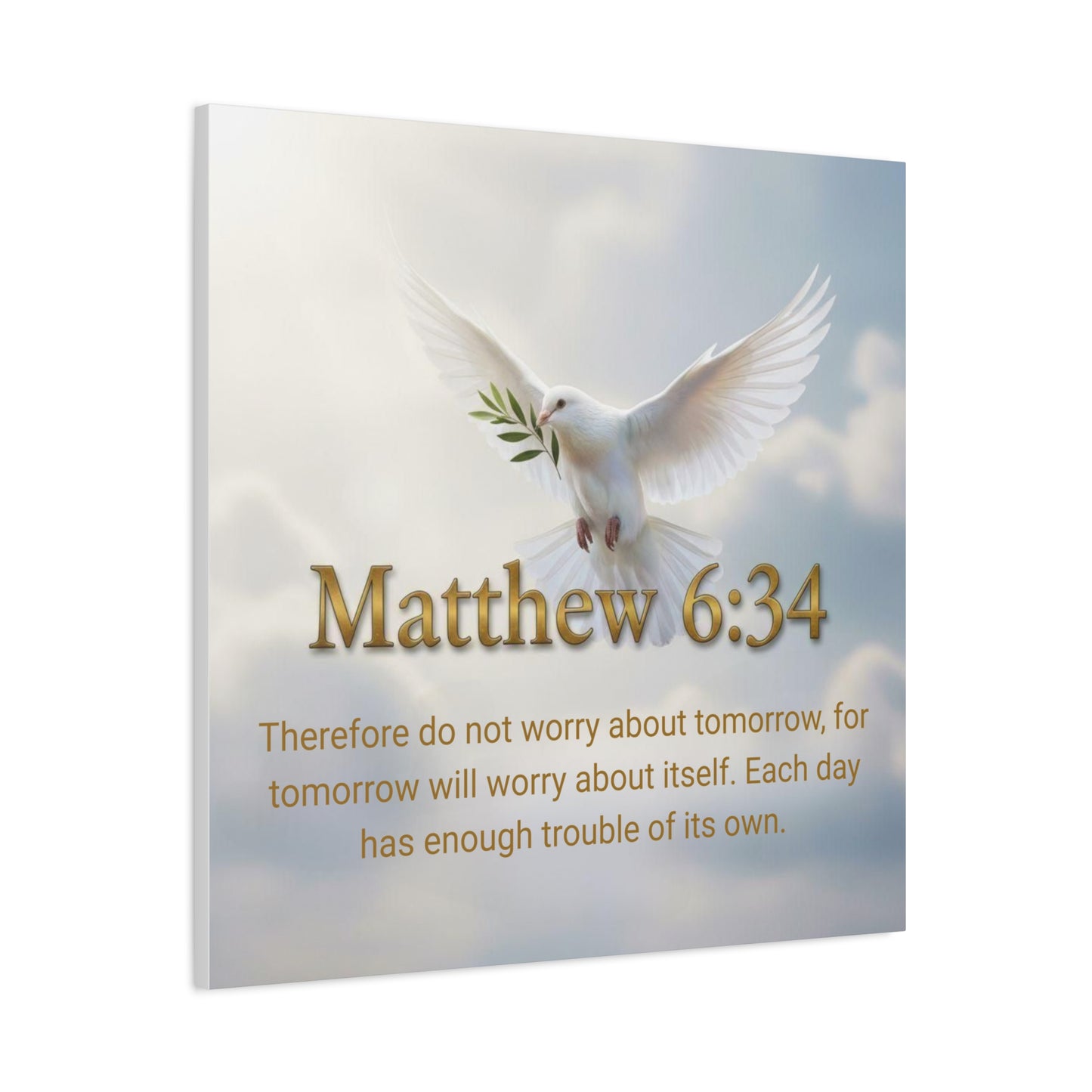 Inspirational Wall Art, Matthew 6:34 Canvas Print, Uplifting Home Decoration, Motivational Gift