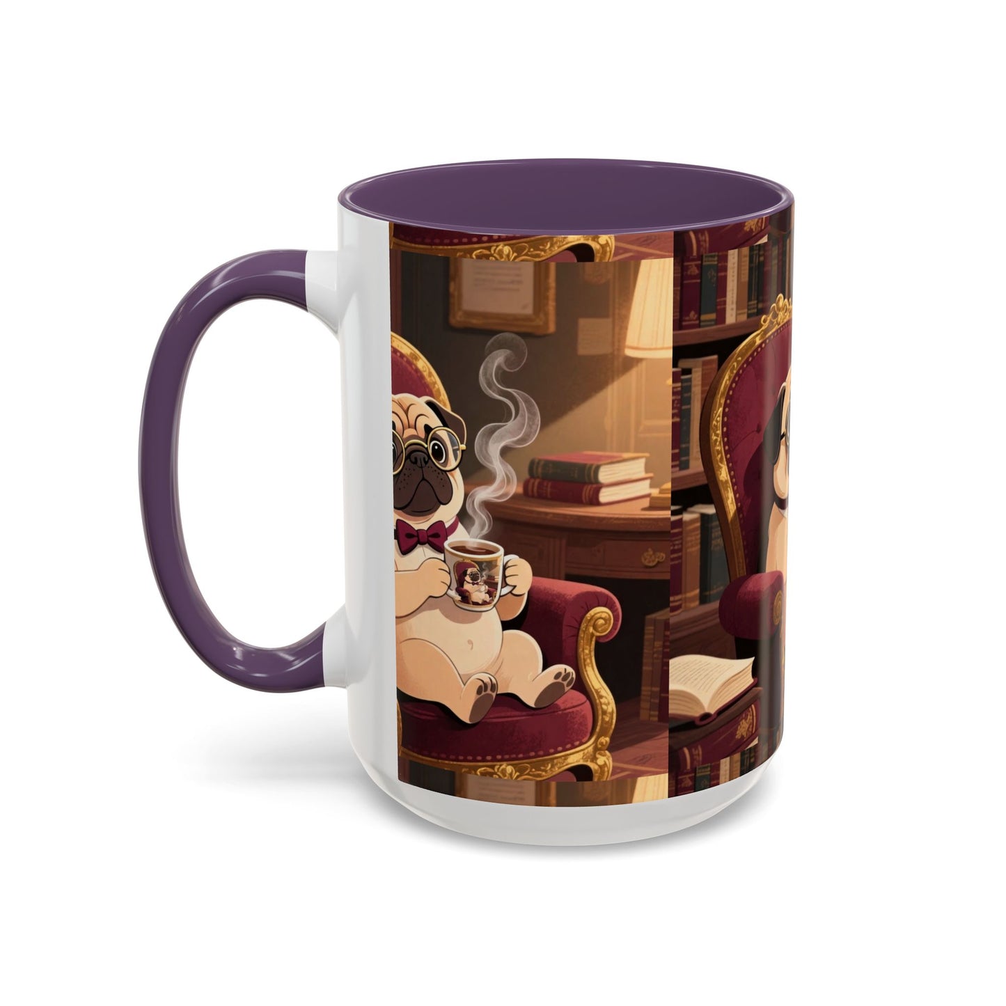 Pug in Armchair Coffee Mug — Cozy Literary Tea & Coffee Cup (11/15oz)
