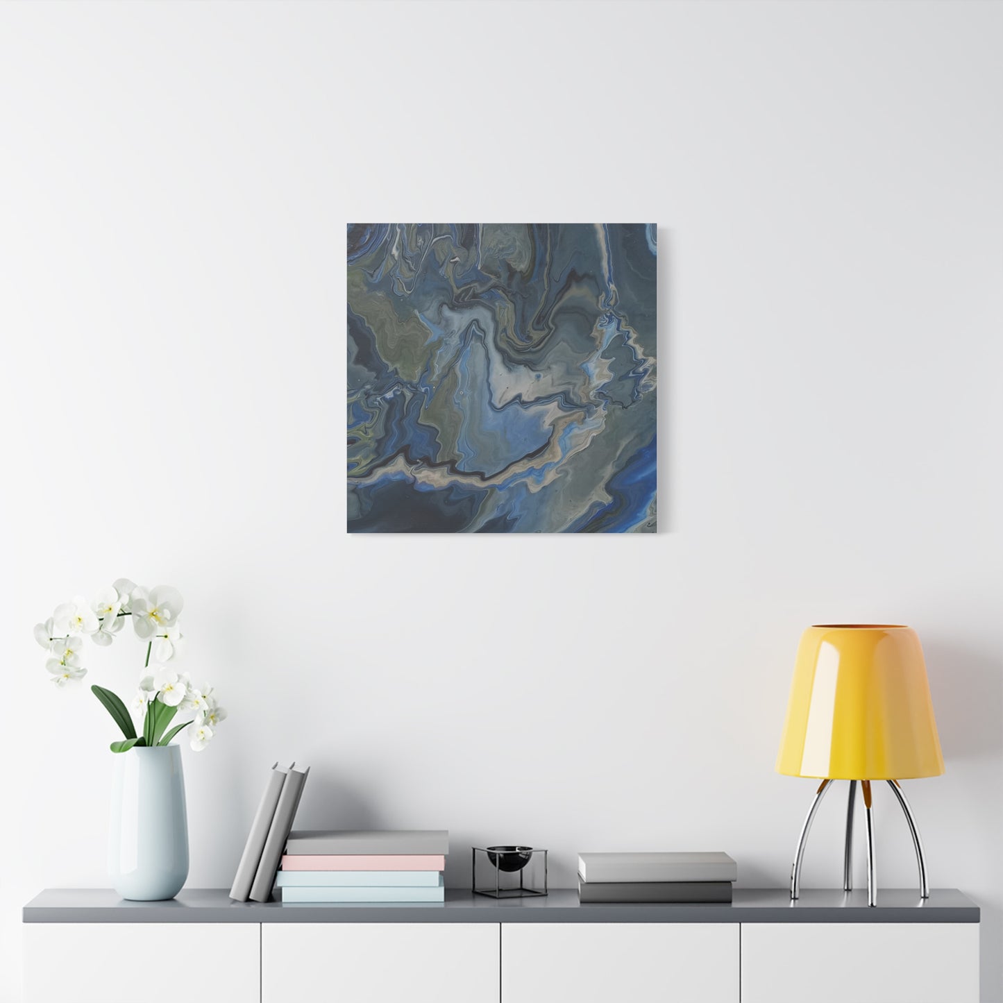 Blue Marble Abstract Matte Canvas Wall Art — Stretched 1.25"