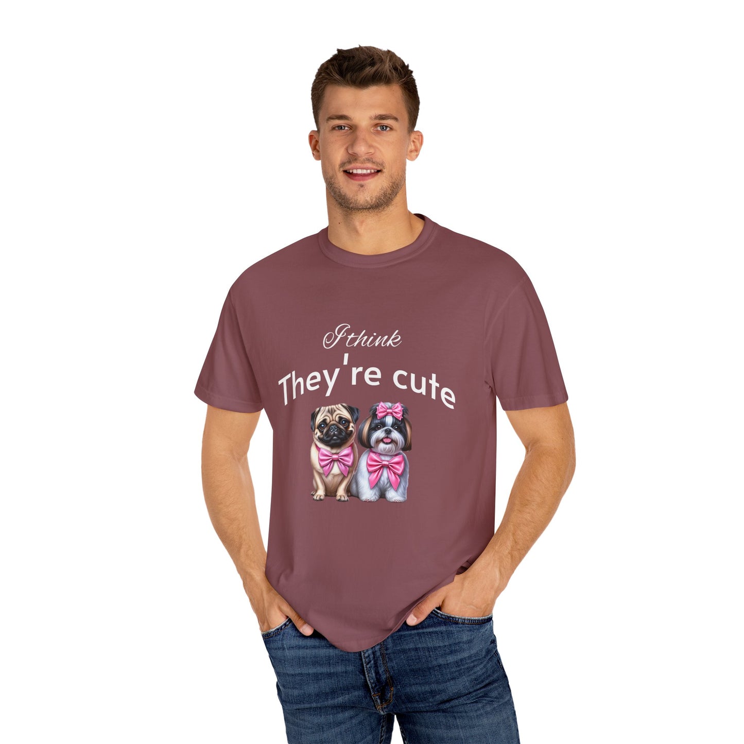 I think they're cute - an adorable pug and a  cute shih tzu toy dog -  Unisex T-Shirt -  Nature Art Tee