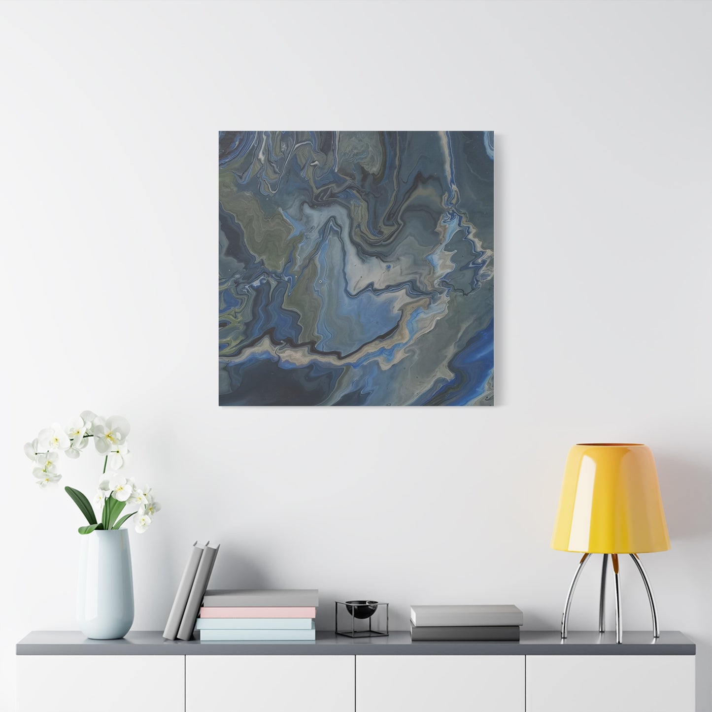 Blue Marble Abstract Matte Canvas Wall Art — Stretched 1.25"