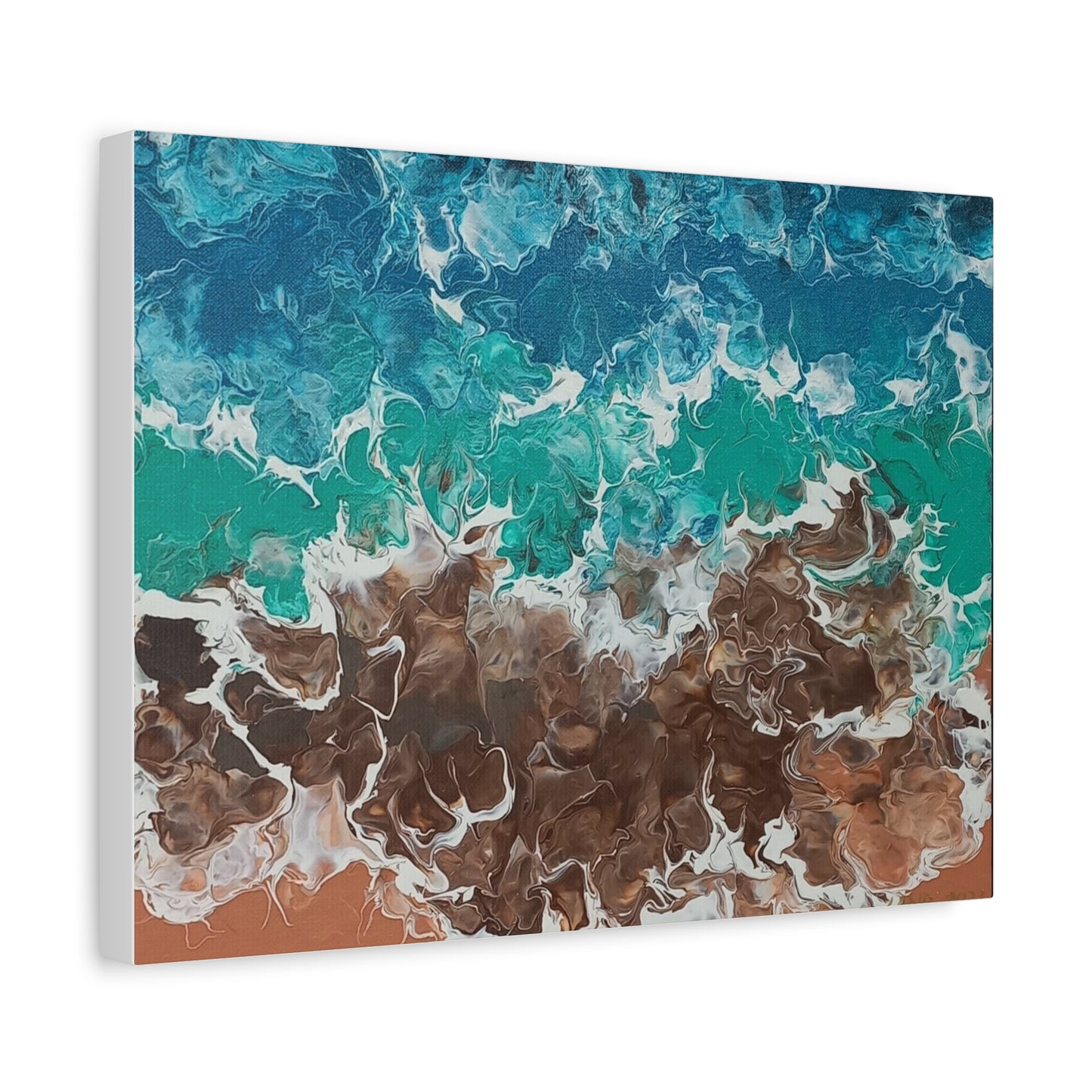 Abstract Ocean Waves Canvas Art - Stretched Matte Print
