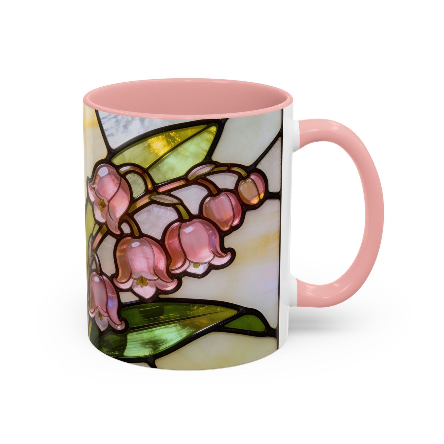 Stained Glass Lily of the Valley Accent Coffee Mug — Floral 11/15oz Gift