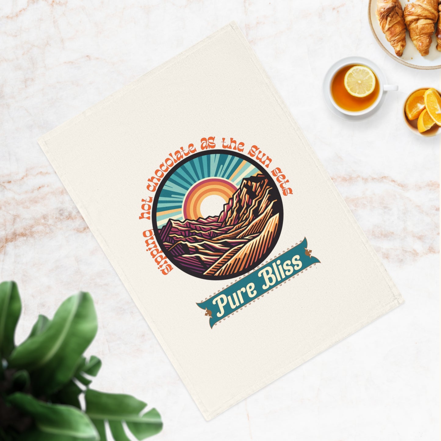 Pure Bliss Cotton Tea Towel - Cozy Mountain Vibes, Perfect for Home & Gift