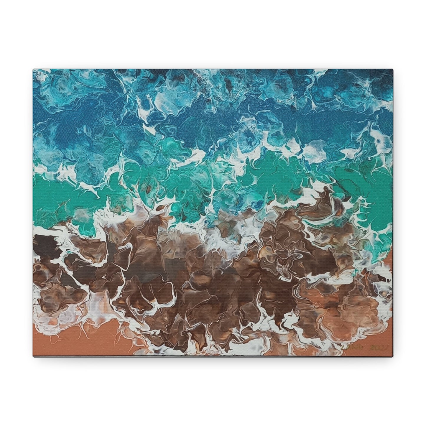 Abstract Ocean Waves Canvas Art - Stretched Matte Print