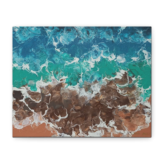 Abstract Ocean Waves Canvas Art - Stretched Matte Print