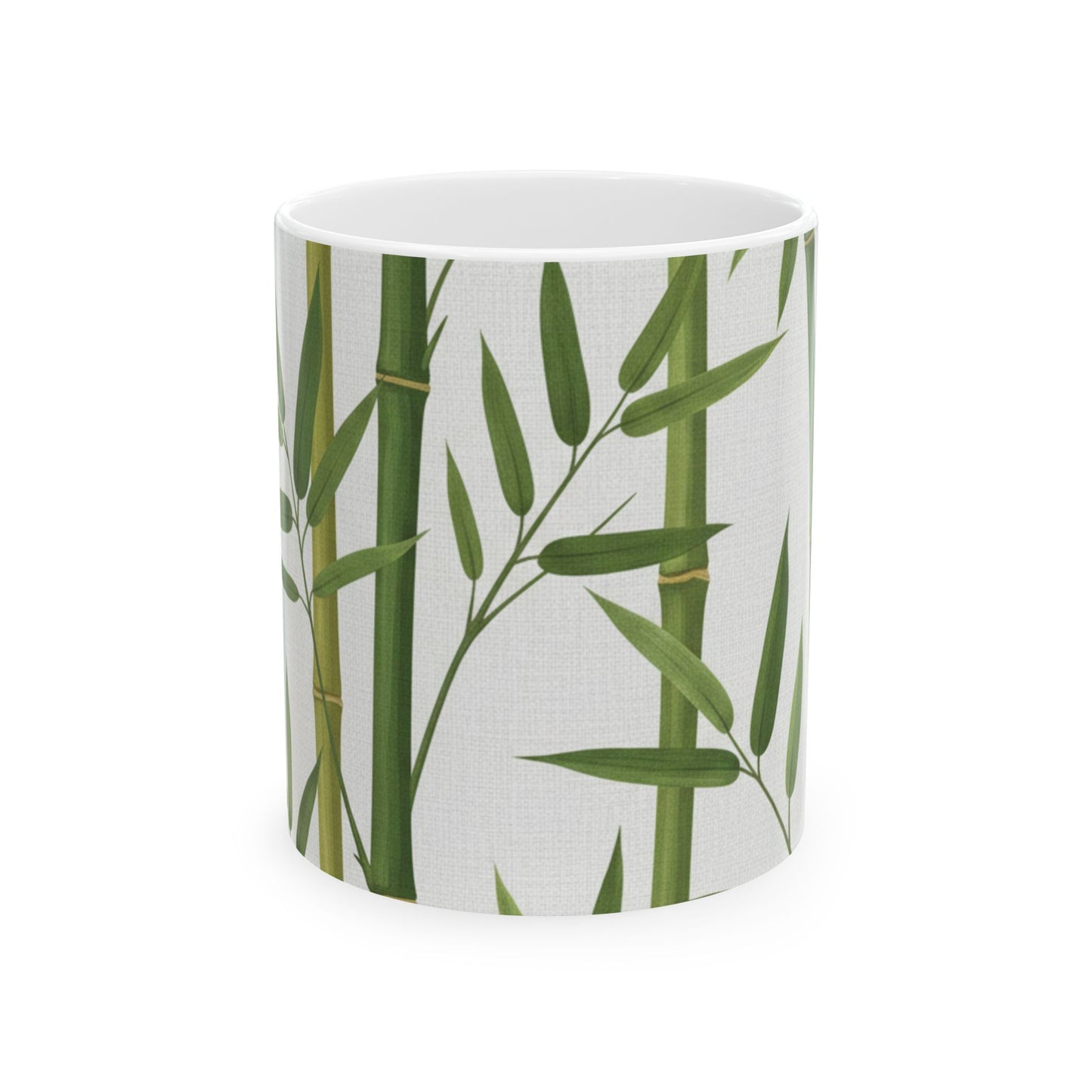 Bamboo Botanical Ceramic Mug — Green Bamboo Stalks Coffee Cup (11oz & 15oz)