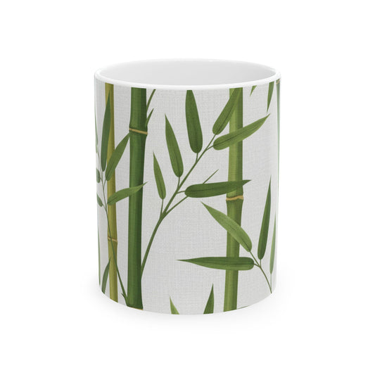Bamboo Botanical Ceramic Mug — Green Bamboo Stalks Coffee Cup (11oz & 15oz)