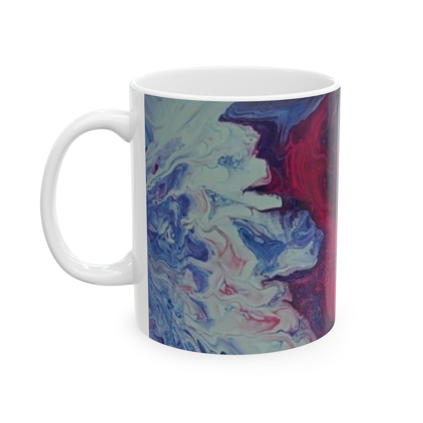 Acrylice pour design - Artistic Abstract Ceramic Mug - Unique Colorful Design (11oz)