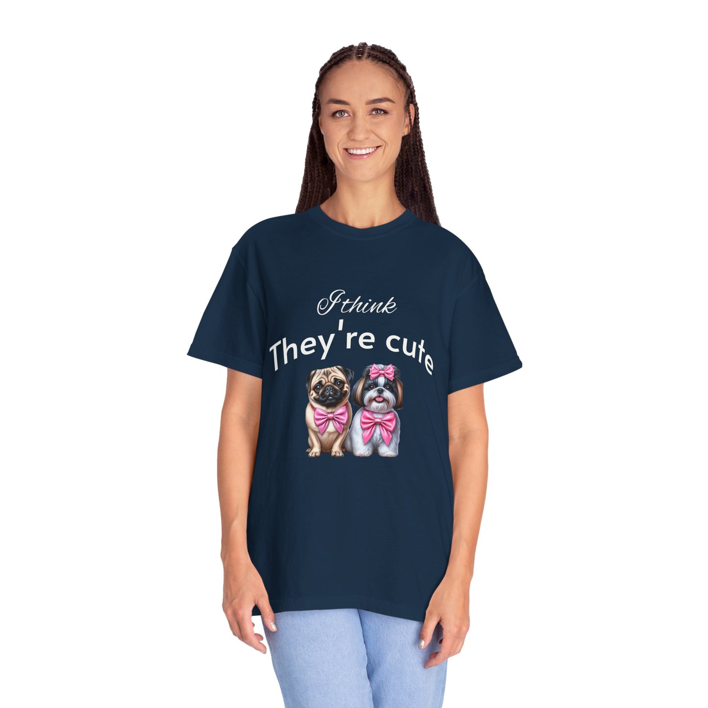 I think they're cute - an adorable pug and a  cute shih tzu toy dog -  Unisex T-Shirt -  Nature Art Tee