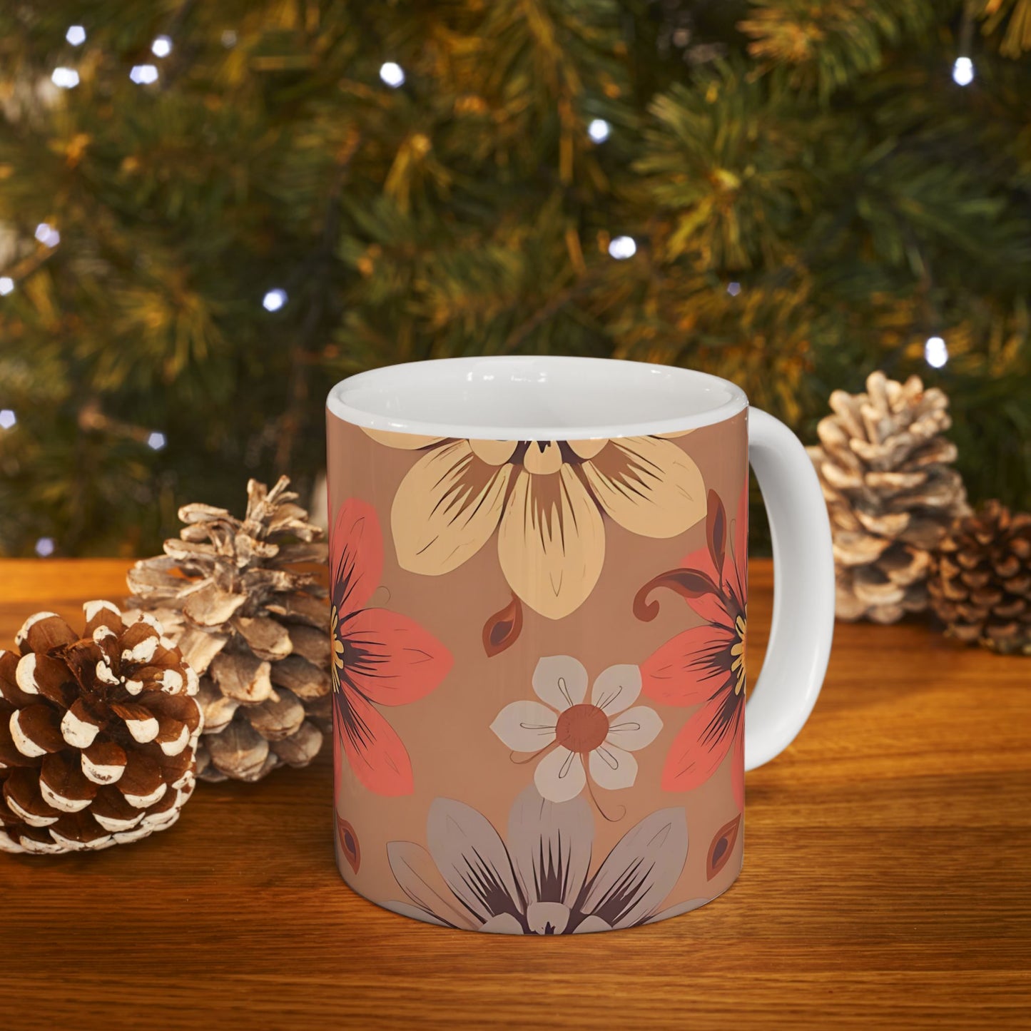 Autumn Blossom Ceramic Mug — Vintage Floral Coffee Cup (11oz/15oz)