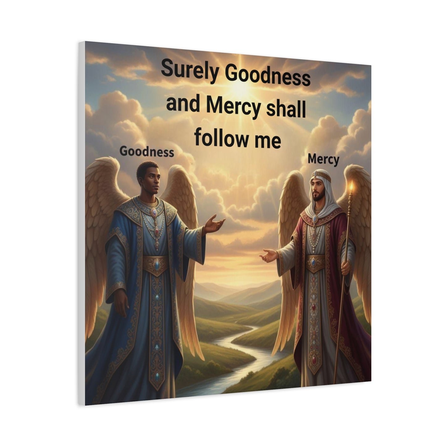 Godly Angels Blessing Canvas Print — Motivational Spiritual Wall Art, Religious Home Decor Gift
