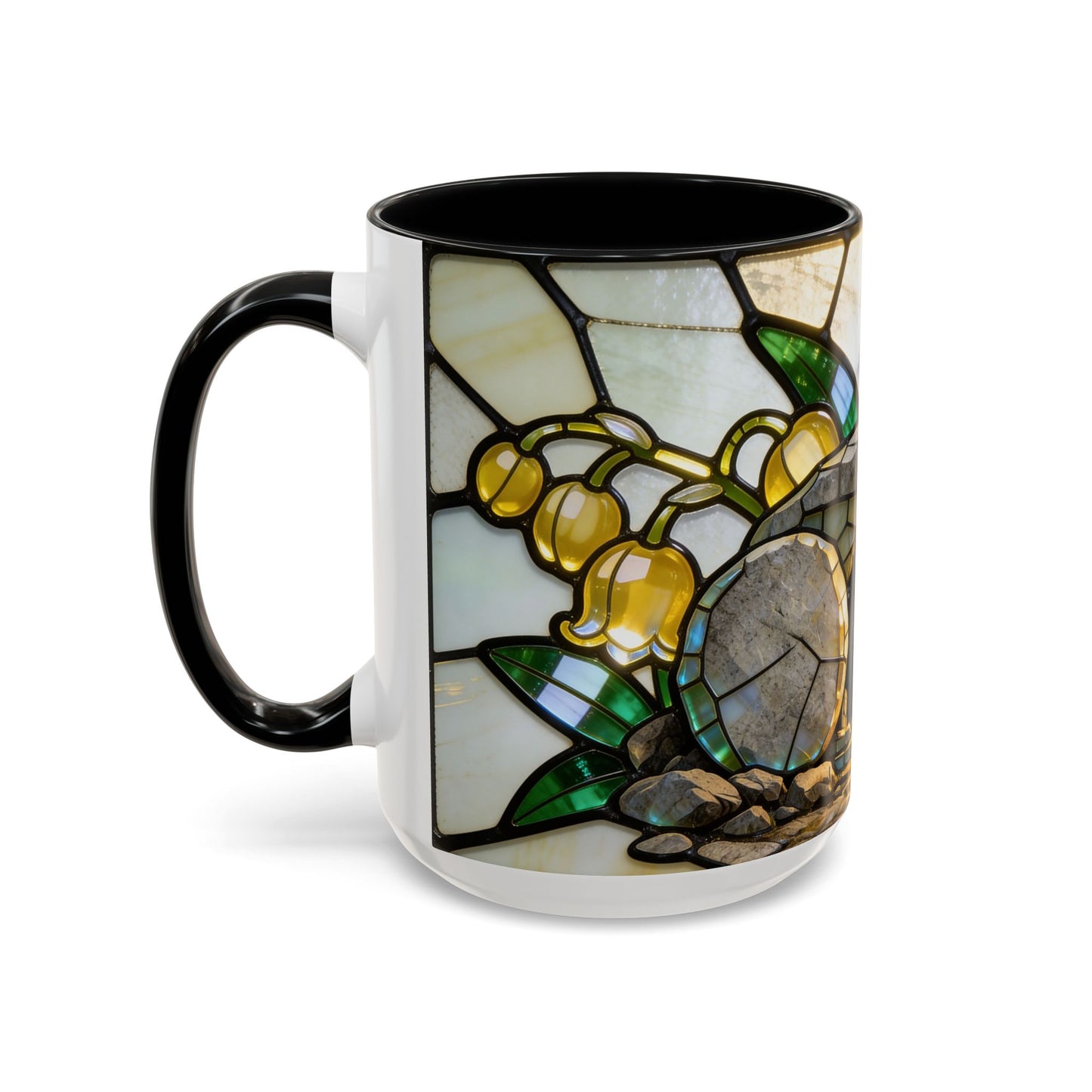 Stained Glass Garden Accent Mug – Floral Lily of the Valley Sunrise 11/15oz
