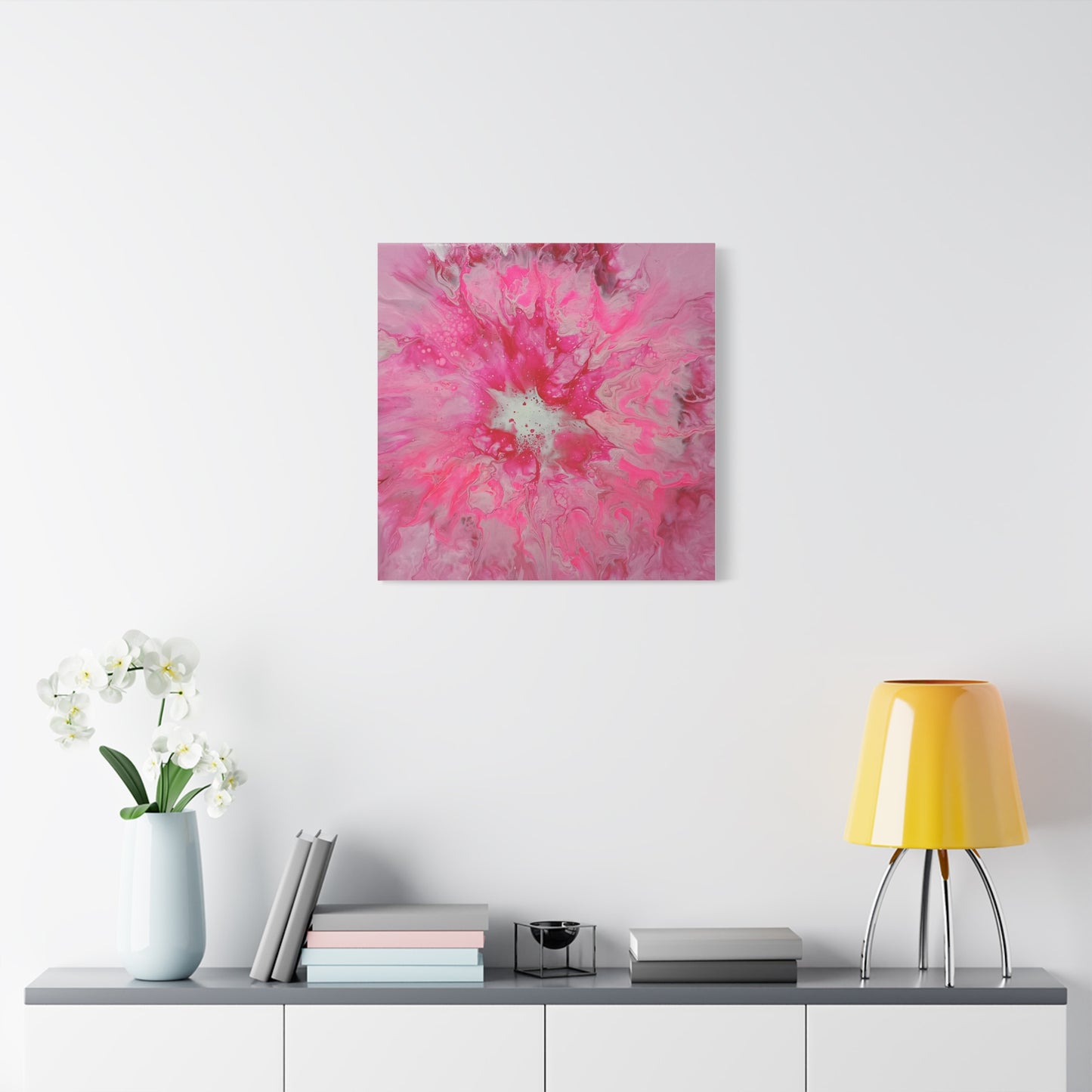 Pink Floral Explosion Matte Canvas Print — Abstract Flower Wall Art