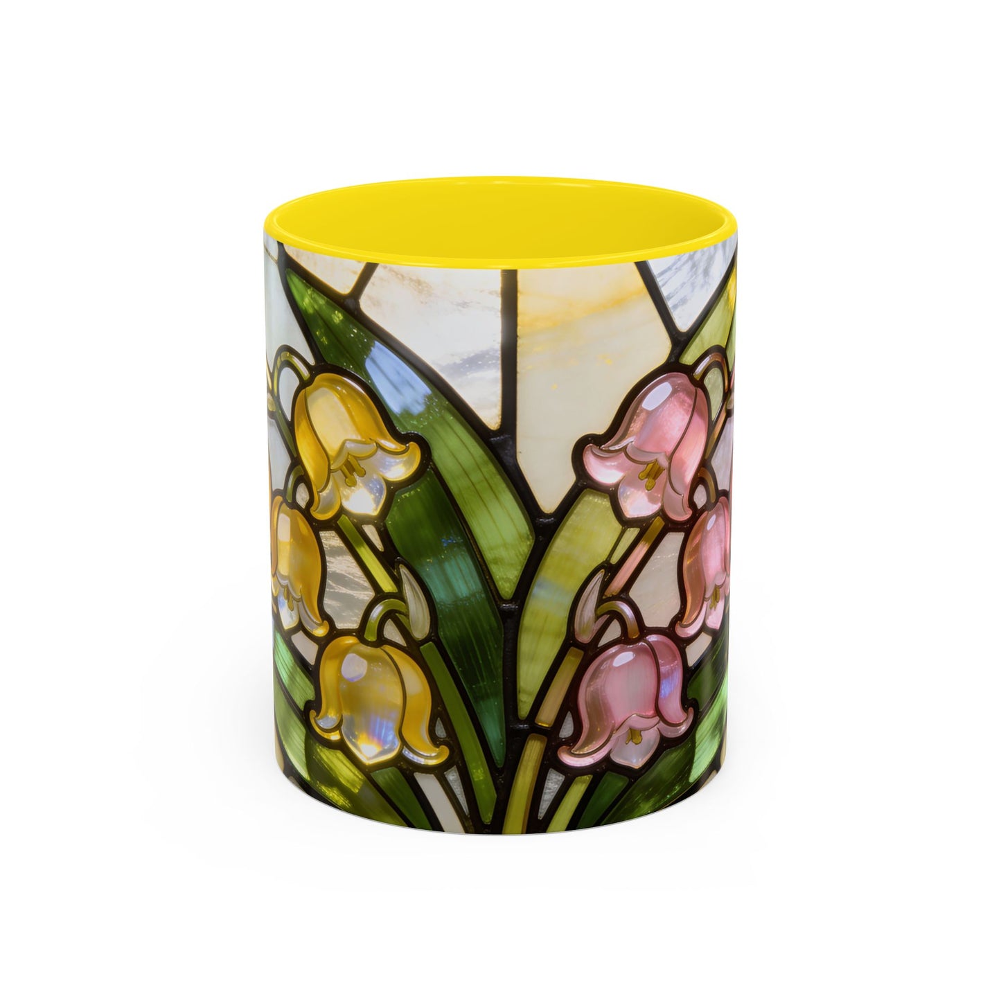 Stained Glass Lily of the Valley Accent Coffee Mug — Floral 11/15oz Gift