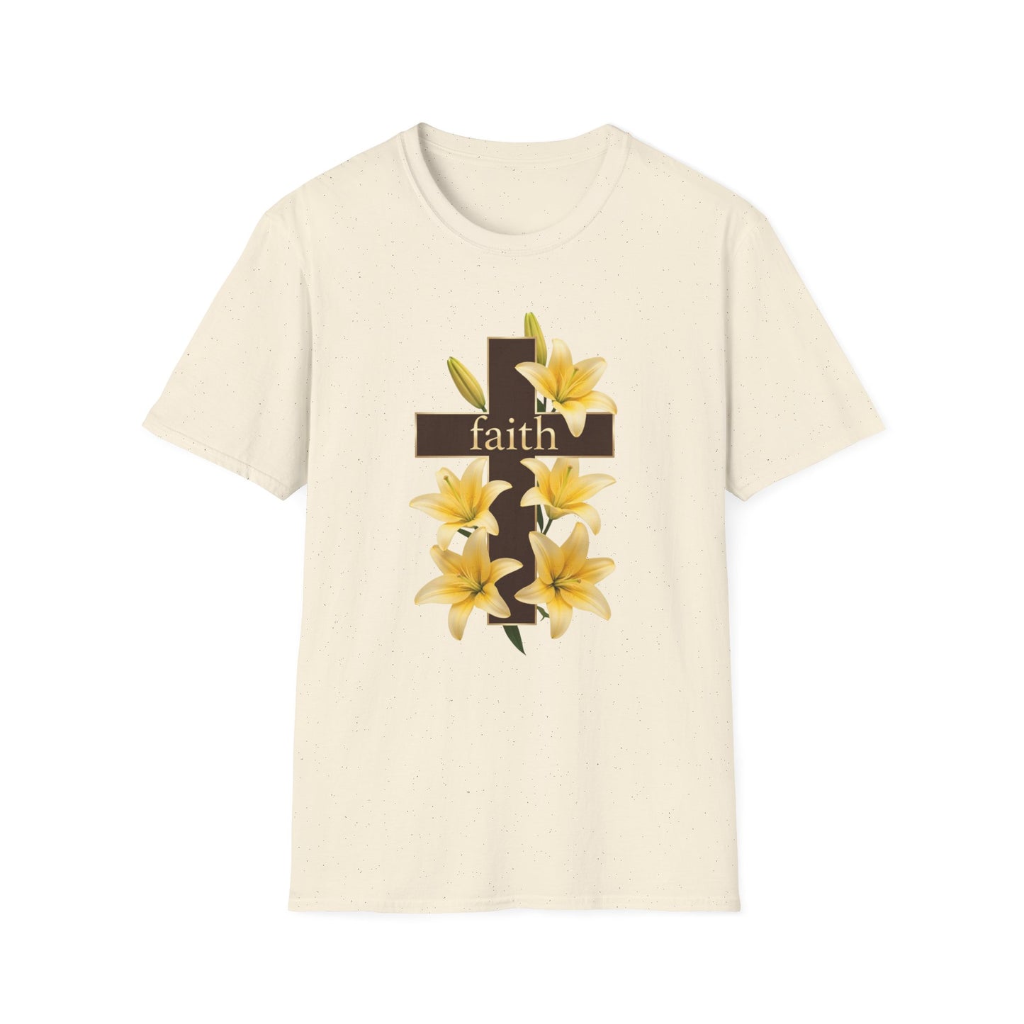 Faith Cross T‑Shirt with Yellow Lilies — Inspirational Christian Easter Tee