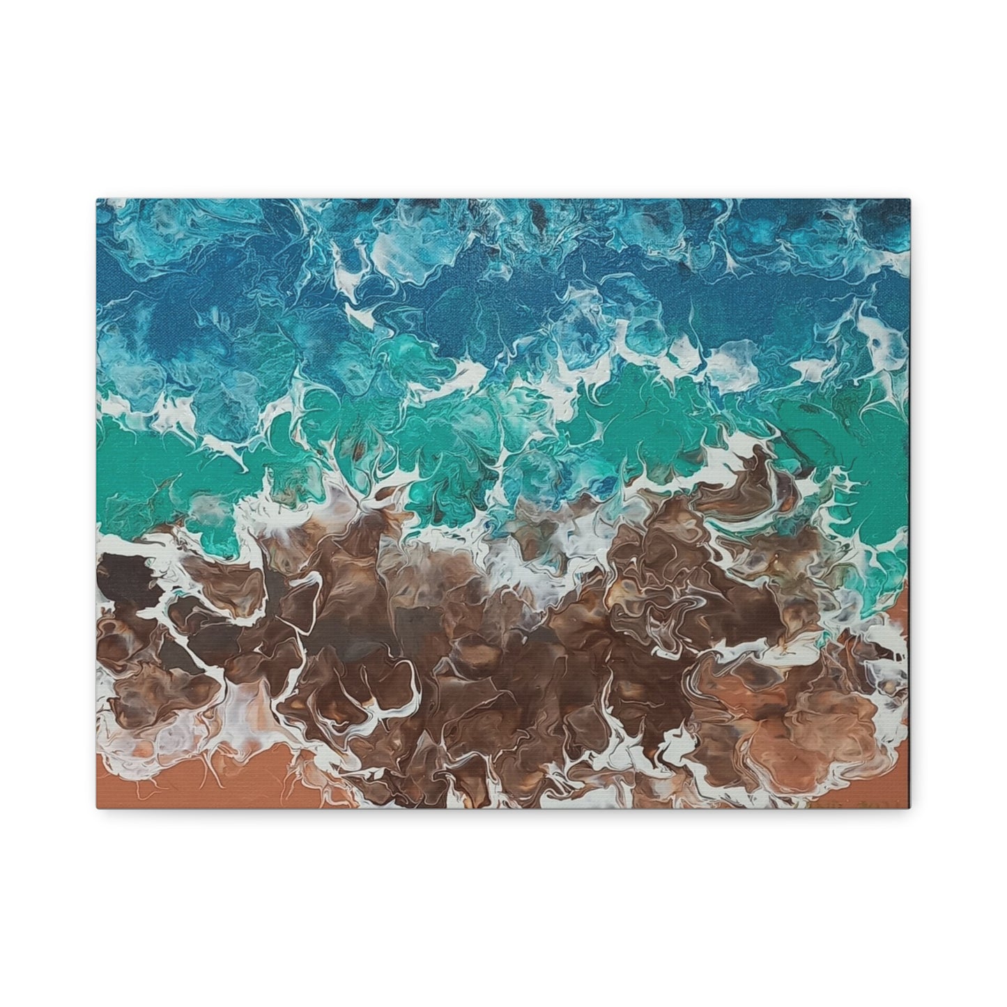 Abstract Ocean Waves Canvas Art - Stretched Matte Print