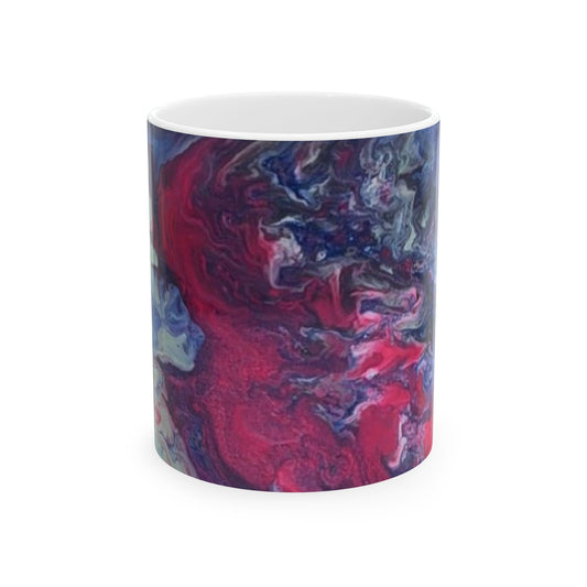 Acrylice pour design - Artistic Abstract Ceramic Mug - Unique Colorful Design (11oz)
