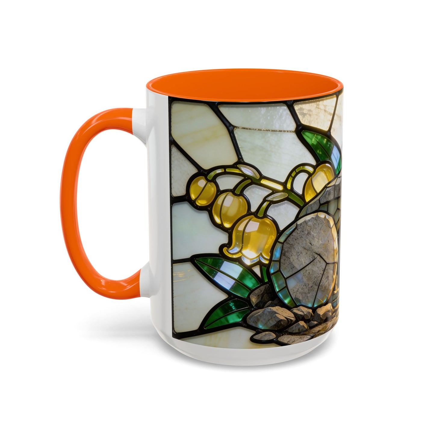 Stained Glass Garden Accent Mug – Floral Lily of the Valley Sunrise 11/15oz