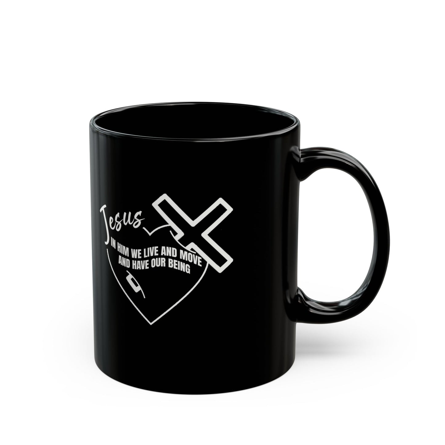 Inspirational Black Christian Mug - 11oz - Jesus Design for Faith and Motivation
