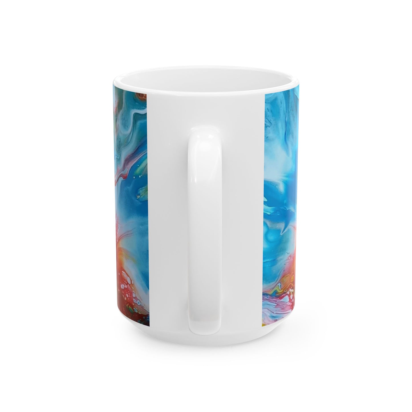 "The First Sunset" -  Earth Ceramic Mug - Acrylic Pouring Art Coffee Cup, 11oz, 15oz